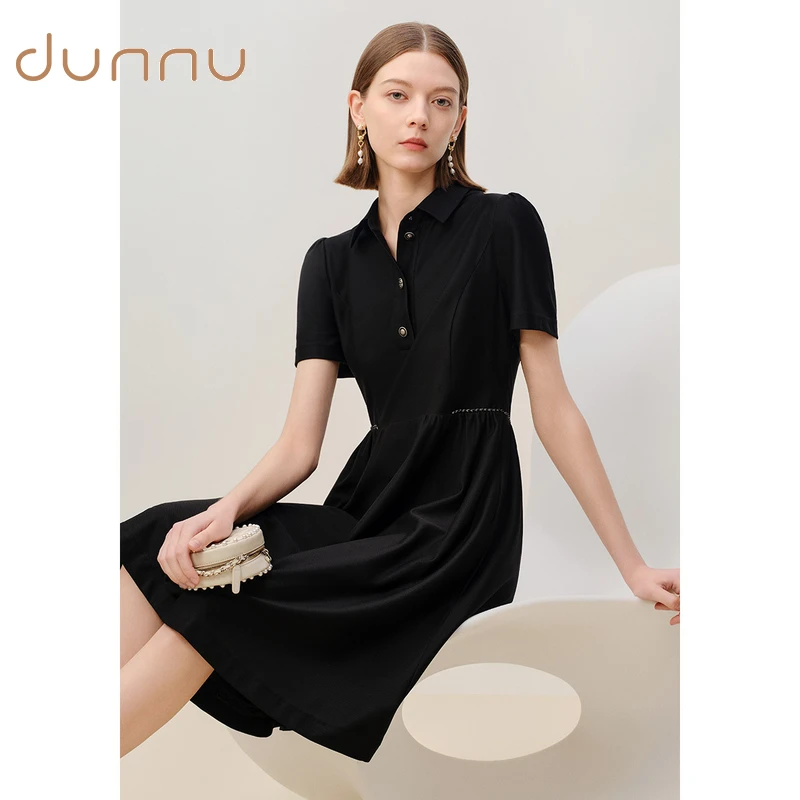 dunnu敦奴24早秋显瘦polo裙法式收腰气质连衣裙8T250802