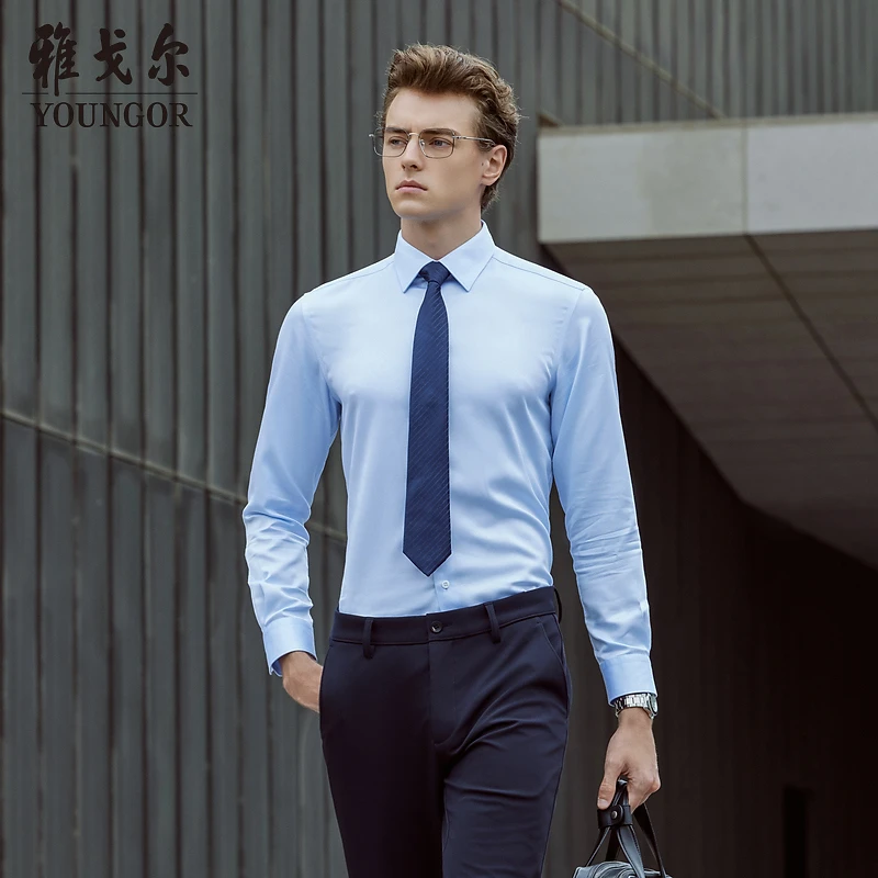 【尊享丝光感+200支】雅戈尔男士缎面纯棉长袖商务衬衫VLTP119734