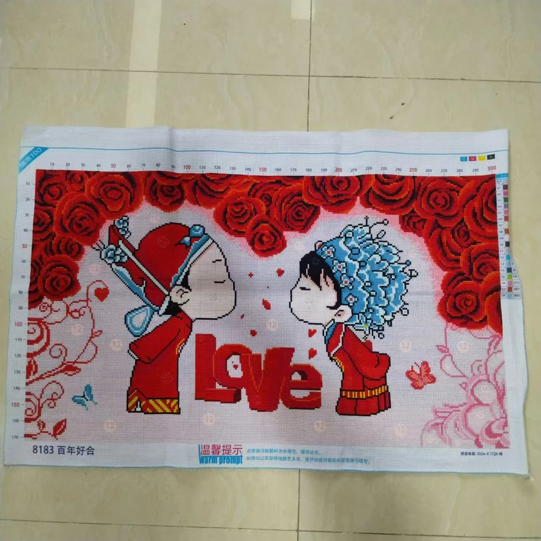 手工十字绣成品 百年好合图 i2858