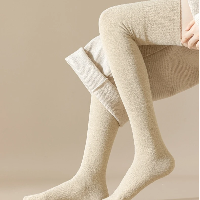 秋冬季保暖纯色高腿袜