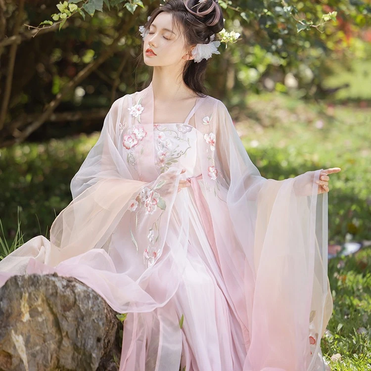 钟灵记【桃夭】大袖衫诃子裙披帛绣花齐胸春夏女仙气飘逸唐制汉服