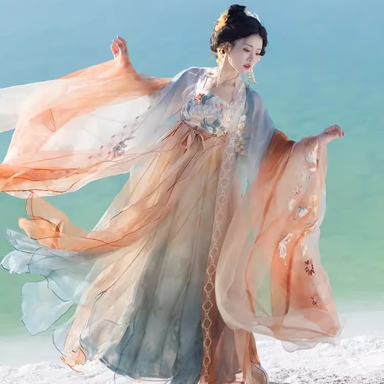 钟灵记【瑶台月微瑕】春夏日常牡丹小邹菊刺绣诃子裙仙气飘逸大袖