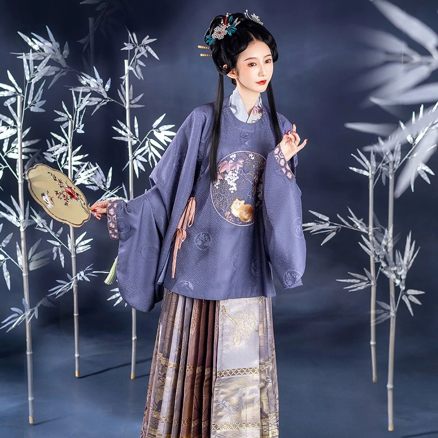 钟灵记【狸奴悠悠】明制汉服圆领补服交领百褶马面日常女袄裙琵琶袖