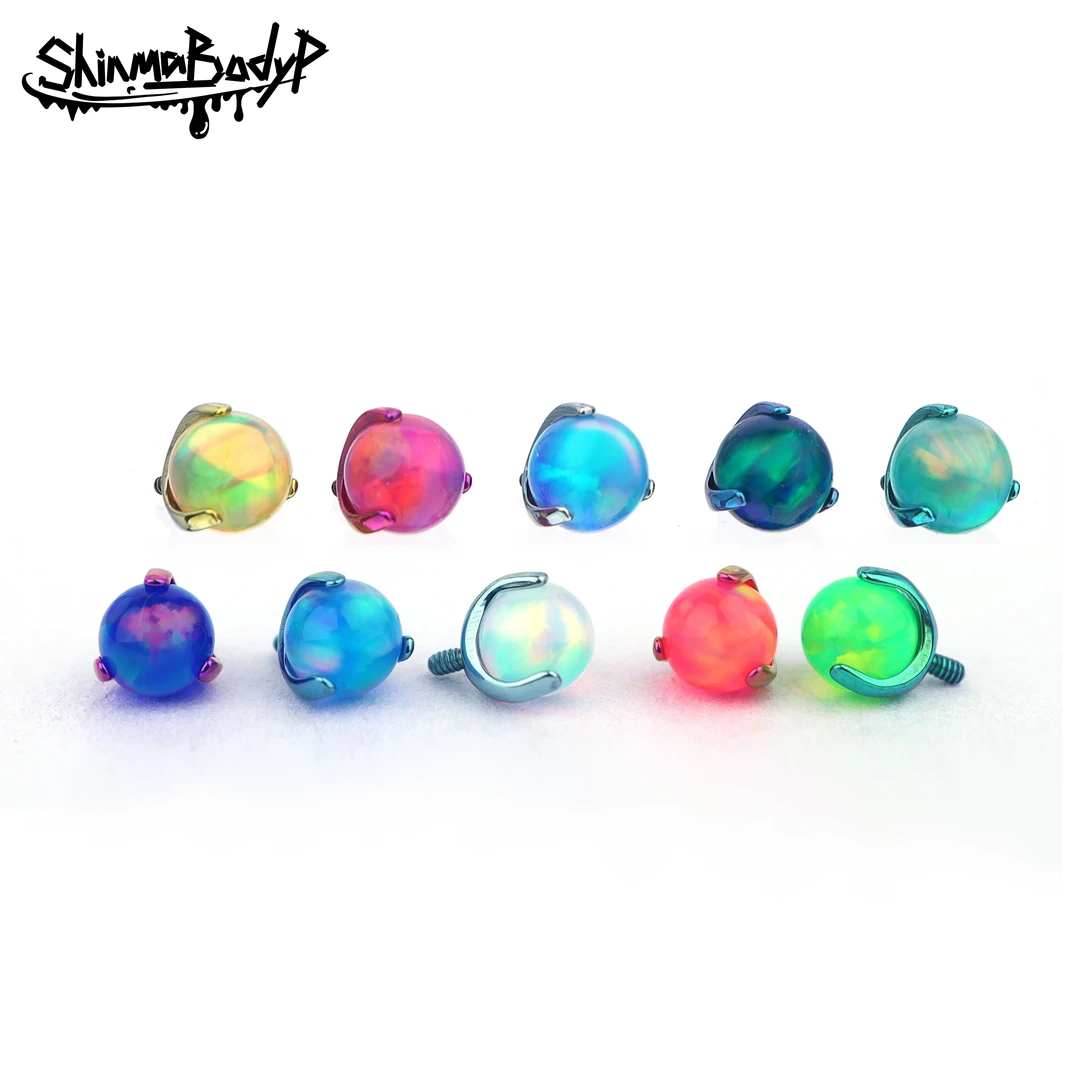 合成水晶Shinma 钛合金果冻澳宝流光幻彩球球唇钉耳钉舌钉配件
