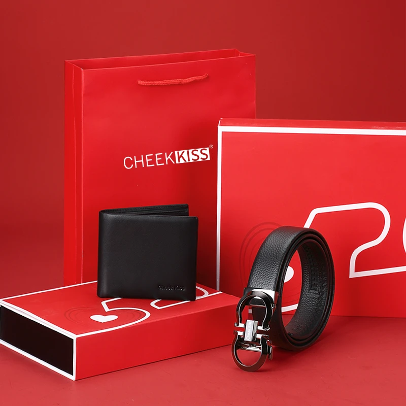 【情人节礼物】CheekKiss男士皮带钱包情人节高档礼物送男友送老公