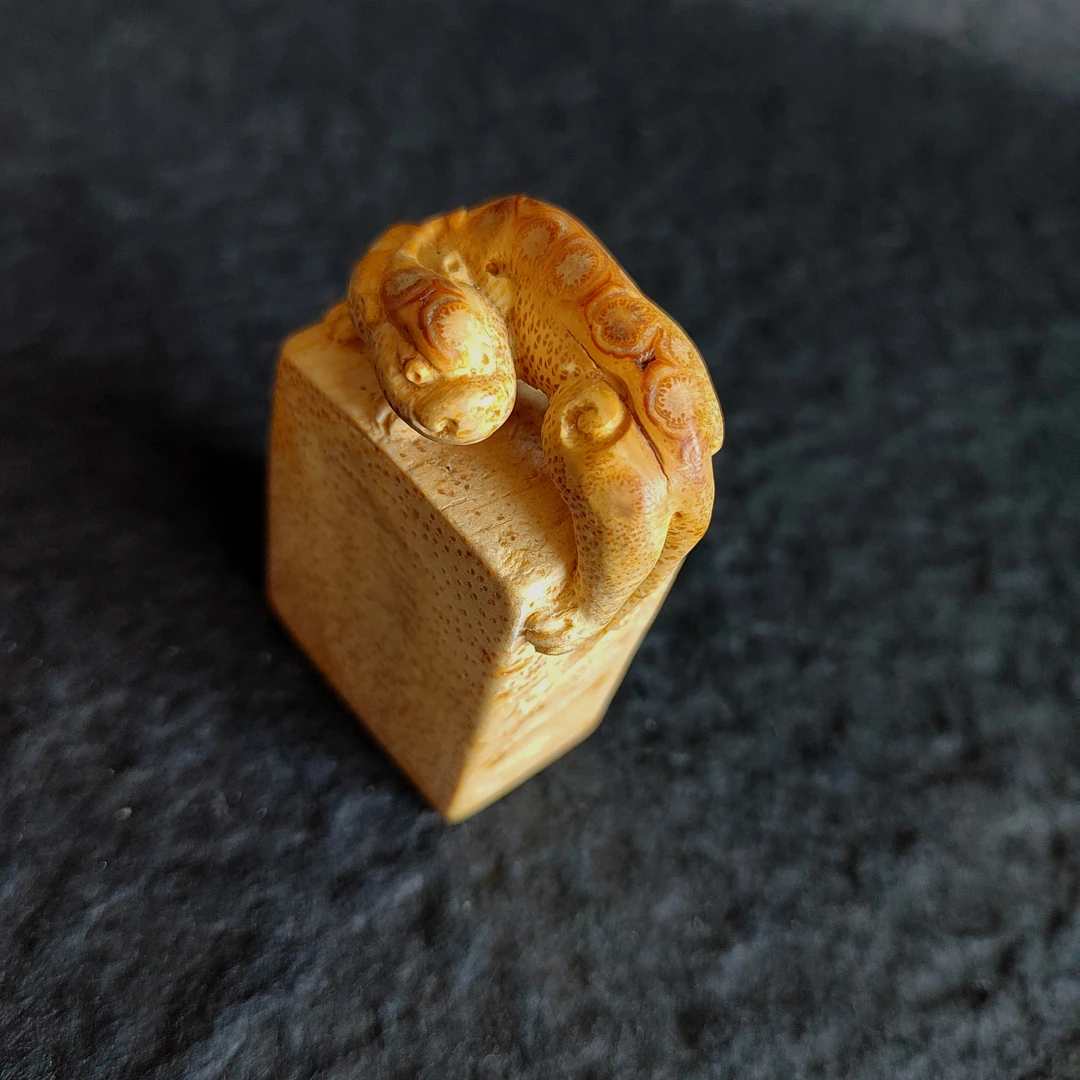 【竹师傅】一物一图竹根雕刻璃珑印章料张鸿福刻制把玩件纯手工