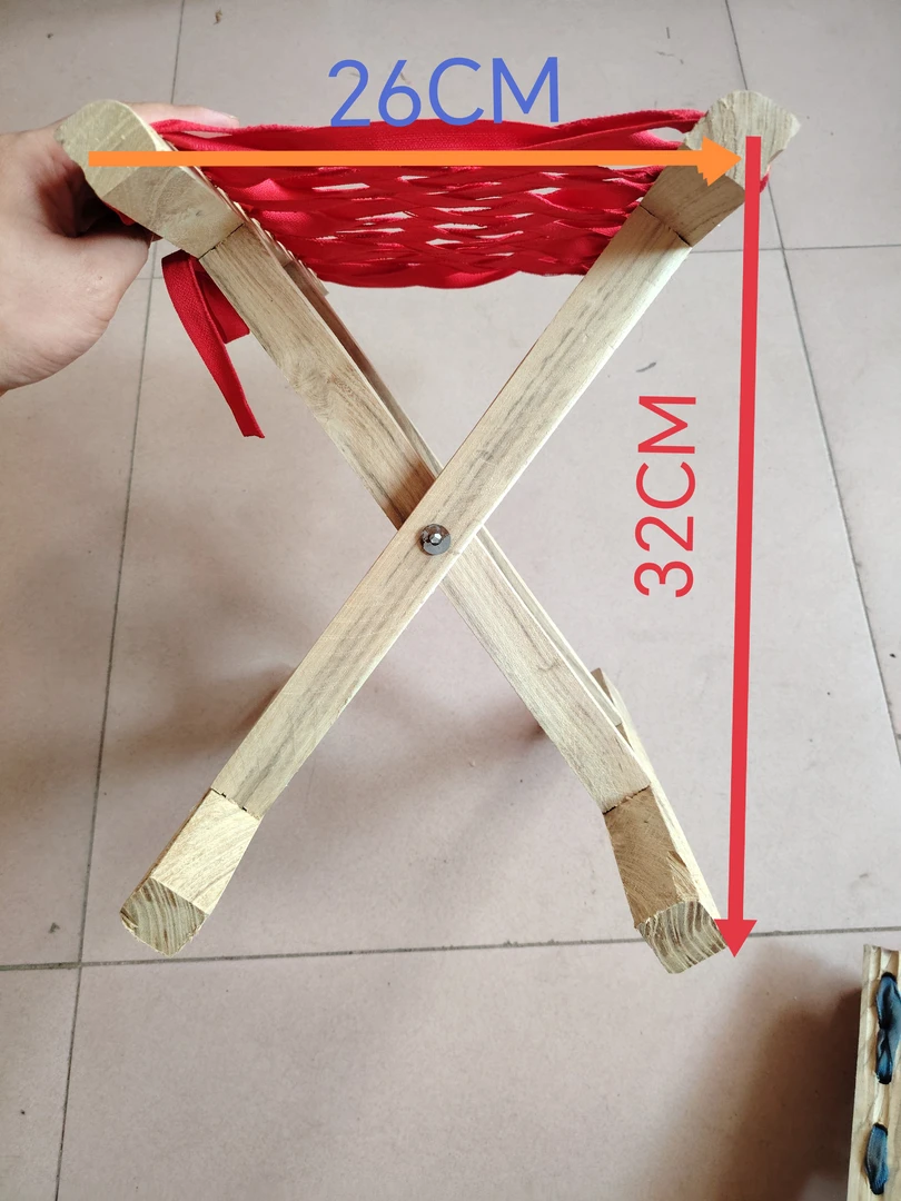 两个装实木便携式马扎折叠家用槐木烧烤户外加厚手工编织简约客厅