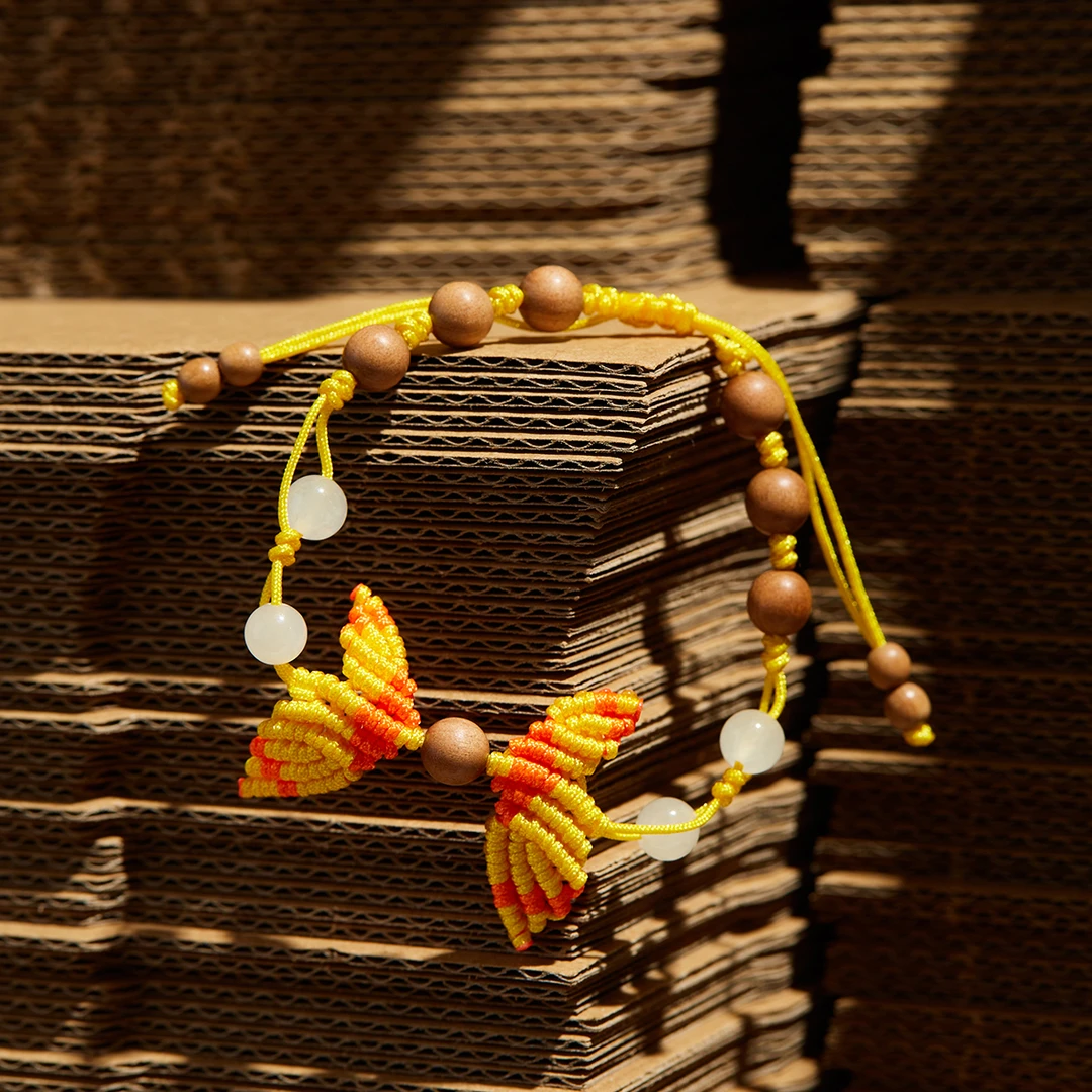 星河一粒 新中式蝴蝶手工编织 老山檀香 纯手工编织手链 女款