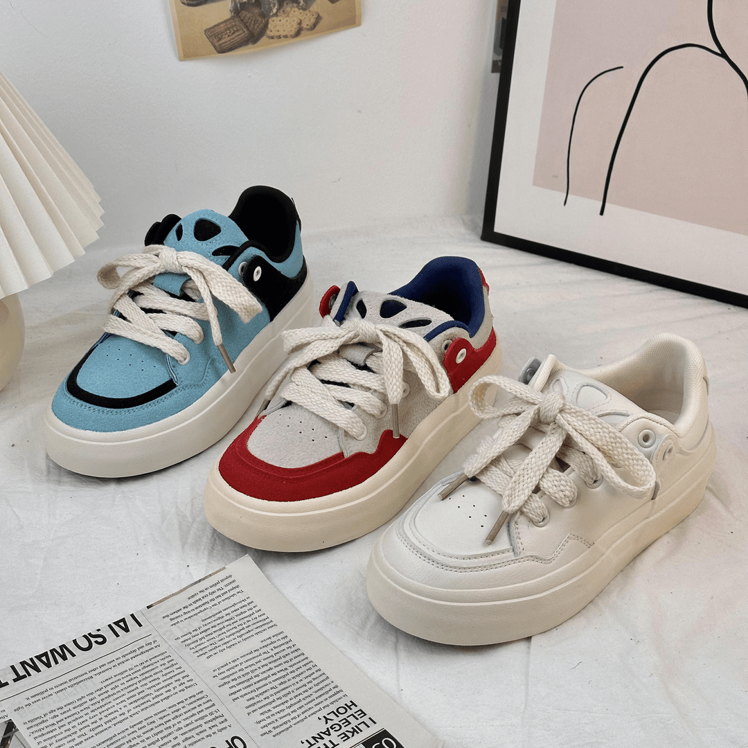 爆款湖水蓝运动休闲板鞋女鞋2023夏季韩版圆头休闲百搭低帮小白鞋