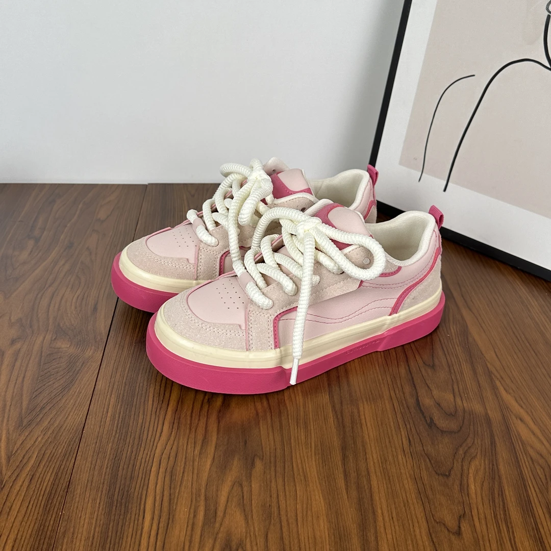 2023年秋季新款学生休闲小白鞋女小众潮流多巴胺拼色百搭板鞋ins