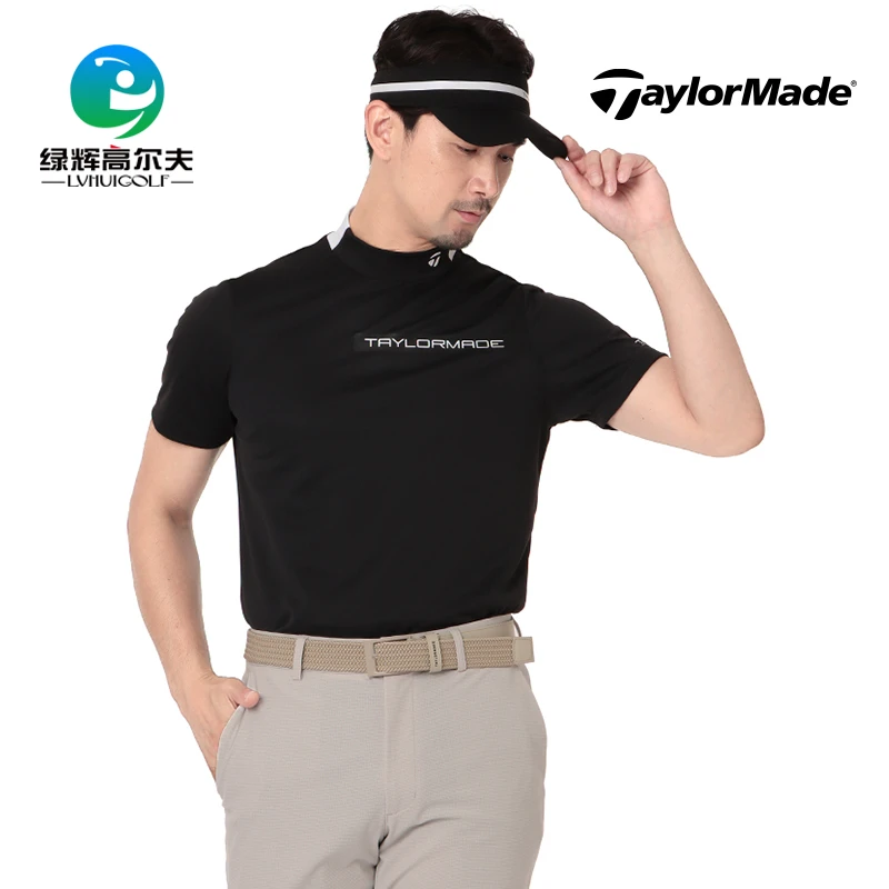 Taylormade泰勒梅高尔夫服装新款夏季速干时尚立领男士短袖T恤