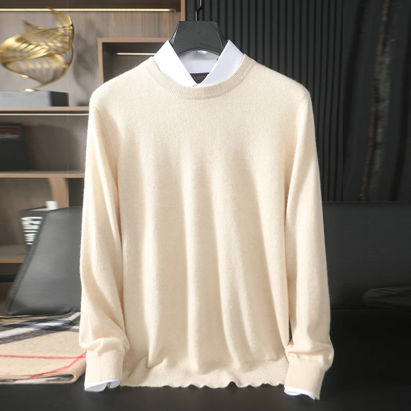 1201男士圆领100%纯山羊绒衫冬季保暖套头针织打底衫秋冬毛衣