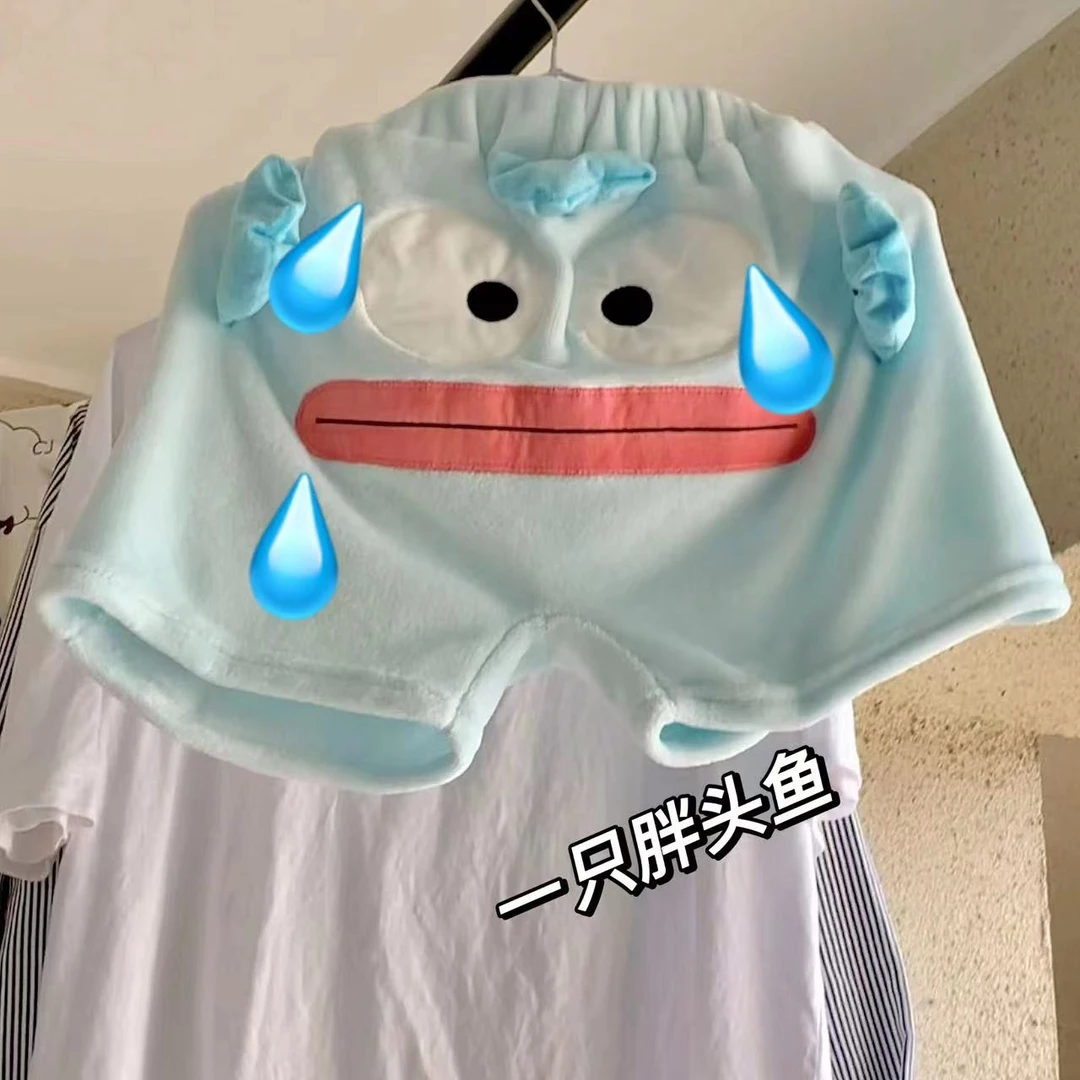 【爱宝】可爱搞怪丑鱼刺绣短裤子女学生设计感小众宽松休闲短裤