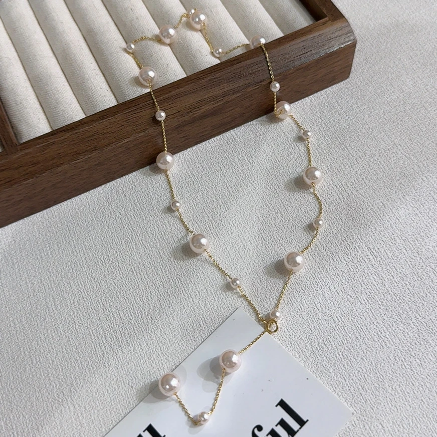 铜合金仿珍珠项链 北小饰-【满天星】2024新款百搭白色时尚简约项链