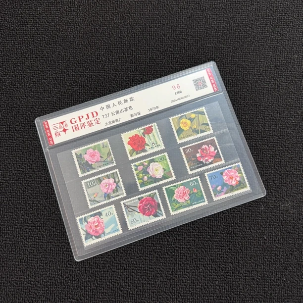 T37山茶花邮票 国评鉴定 GPJD 98 片装   经典永存