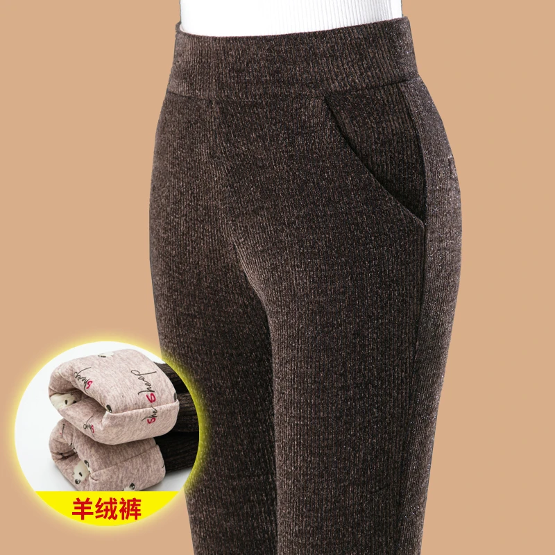 羊毛裤2023冬季新款加绒加厚羊绒裤打底裤女外穿妈妈裤子秋冬棉裤