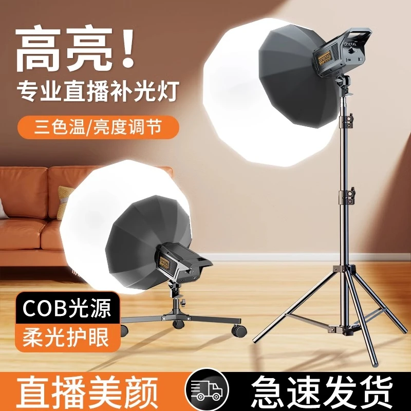 纪曼图直播补光灯实标180W摄影灯球形补光灯美颜灯嫩肤COB摄影灯