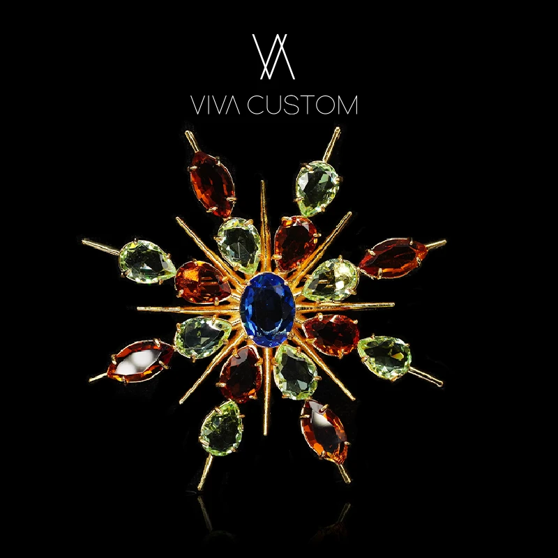 合金合成锆石胸针 （星月系列）炫彩闪耀胸针 ZD100
