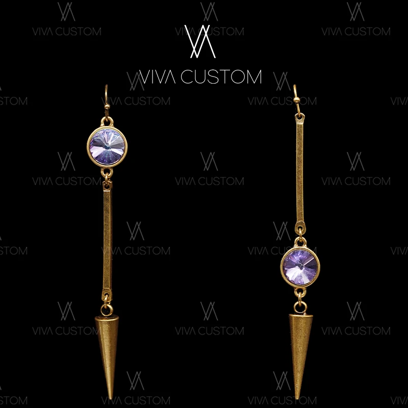 合金合成锆石耳饰 (璀璨星河系列)AB款紫色耳钩 ZD115