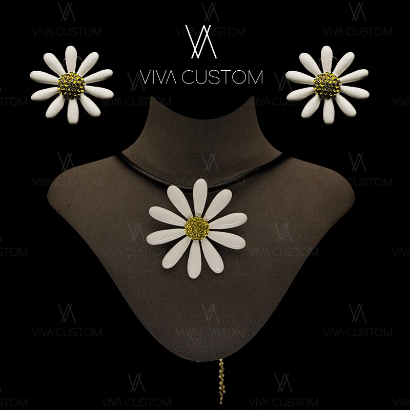 铜合金合成锆石耳饰 时尚清新春日花朵套装