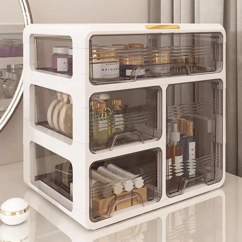 新疆透明化妆品收纳盒防尘桌面轻奢化妆箱梳妆台大容量口红盒护肤