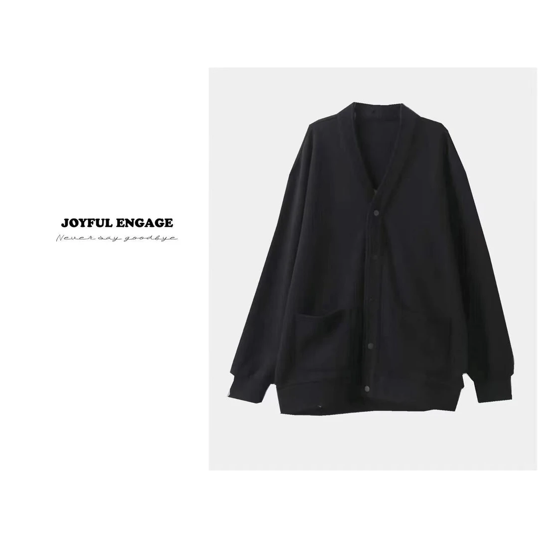 松弛感拉满~重磅潮棉感v领纯色开衫卫衣by