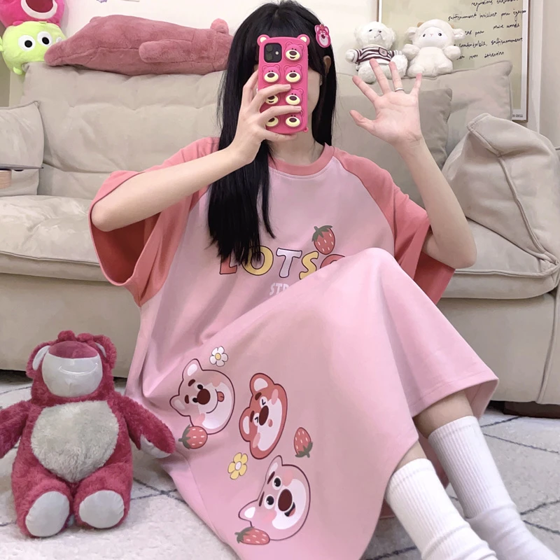 睡裙女夏季春秋冬款纯棉短袖孕妇睡衣可爱大码卡通新款家居服外穿