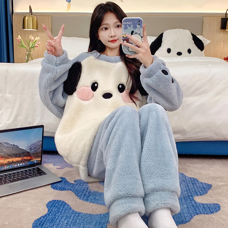 珊瑚绒睡衣女大童15岁初中生12女孩13学生加绒加厚甜美卡通家居服