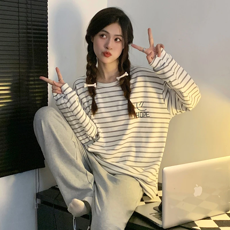 睡衣女秋季纯棉长袖长裤大童12女孩13岁家居服15初中学生14家居服