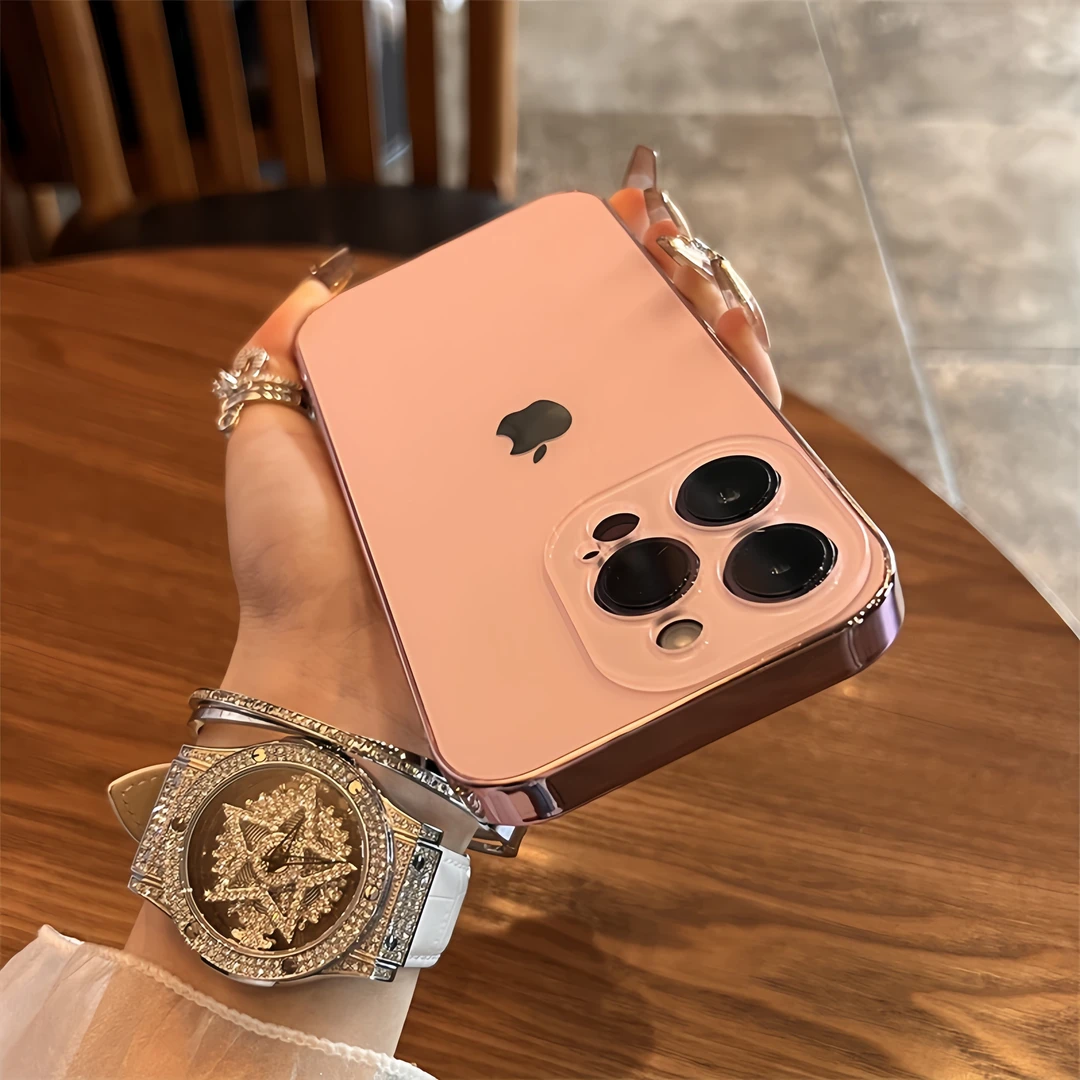 粉色磨砂玻璃苹果14手机壳iphone14pro max高级感苹果13女12男11