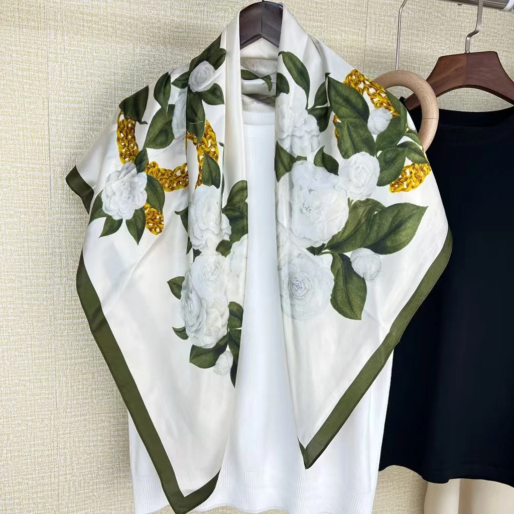 100新款百搭杭州丝绸丝巾90*90#2007