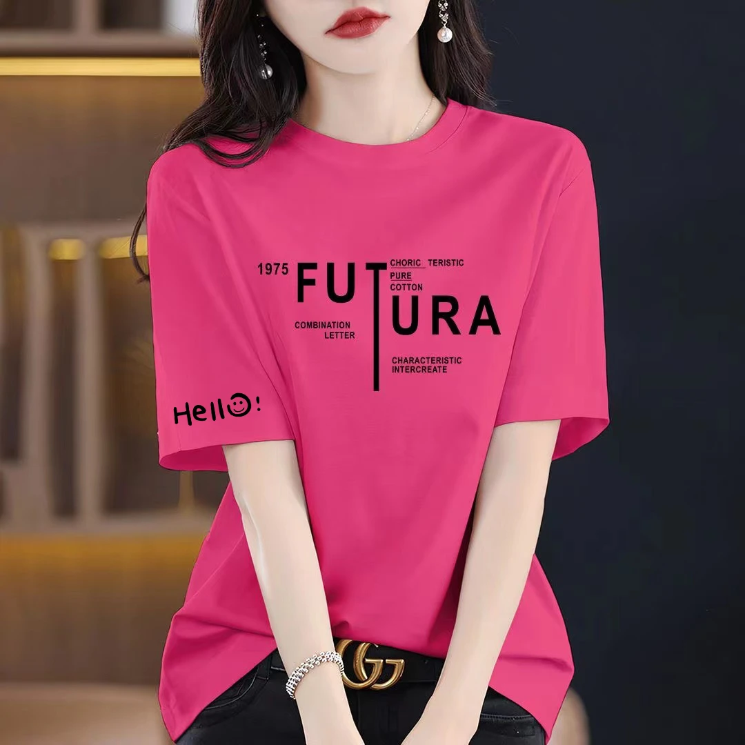 2024夏季新款大码宽松显瘦纯棉T恤韩版洋气时尚显瘦休闲百搭上衣