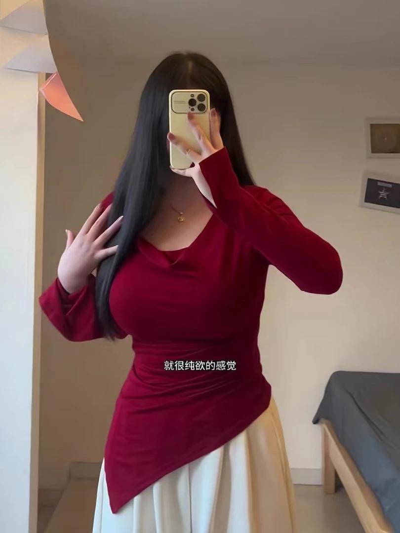 【甜辣暴击】夏季纯色短袖T恤大码百搭显瘦不规则短袖女