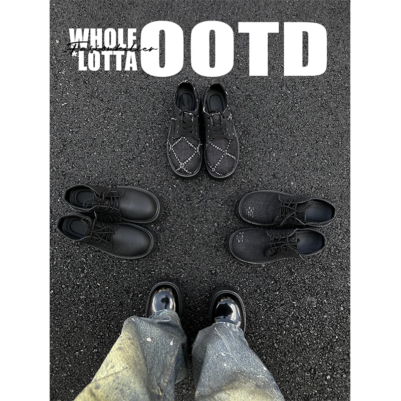 NewRockStarChoppa"无主系列"CleanFIt大头德比鞋 顶男穿搭黑皮鞋