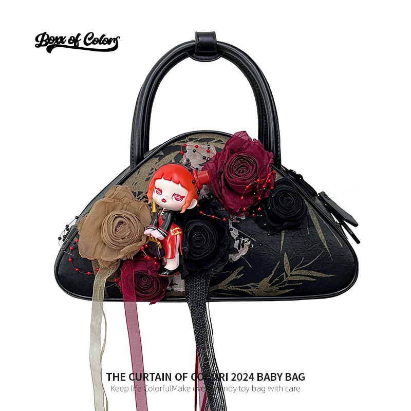 【可可里之幕】BOCO中式复古风娃包 单肩斜跨包重磅立体感玫瑰装饰