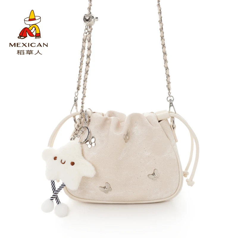 Mexican/稻草人2025新款高级感单肩斜跨云朵蝴蝶福袋包
