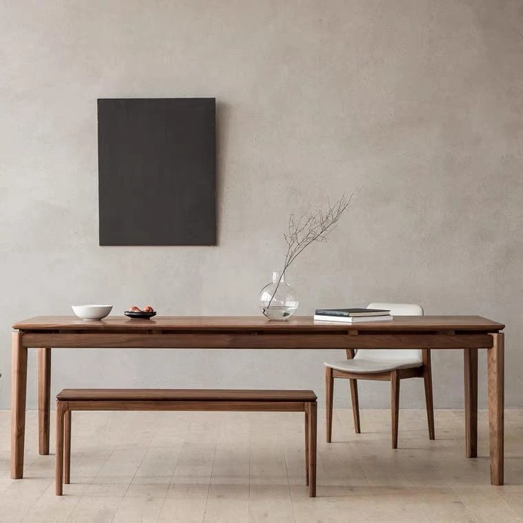 北美黑胡桃木工作台大长桌的240*90*77新中式茶桌客厅家用简约