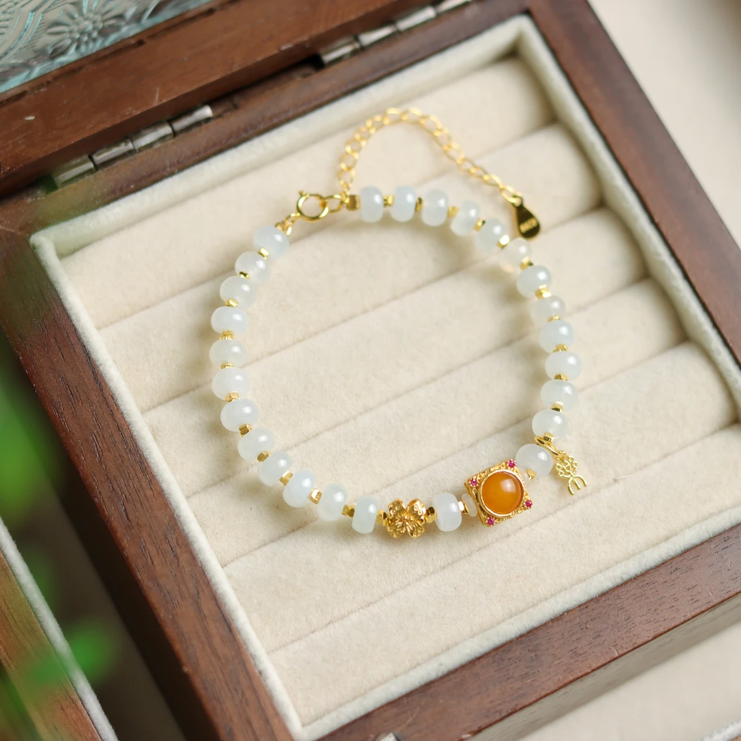 翡翠算盘珠几何国潮国风手工DIY送礼女款手链