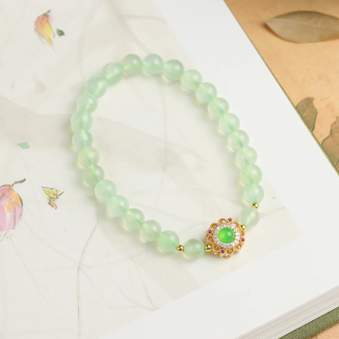 葡萄石圆珠手工DIY送礼女款单圈手串