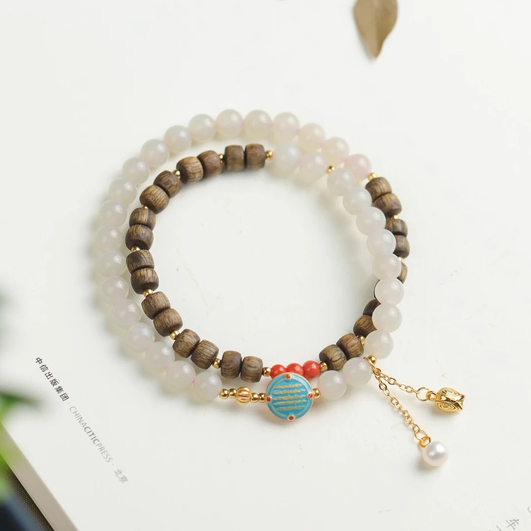 沉香沉香算盘珠郁金香国潮国风手工DIY送礼女款多圈手串手饰