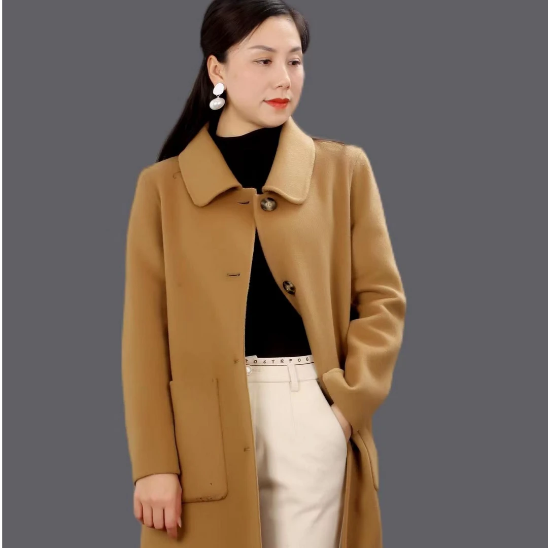 【H版姊妹款】加厚双面羊毛中长款女士外套，气质时尚 经典 百搭保暖