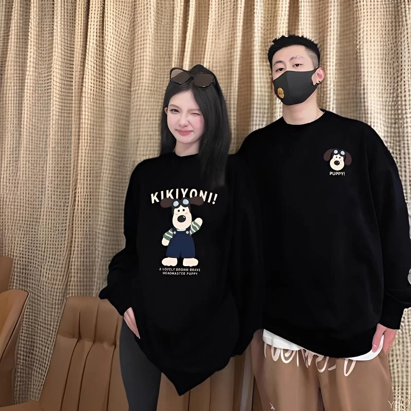 加大码情侣装秋冬款一男一女爆款秋冬加绒加厚情侣卫衣慵懒风长袖