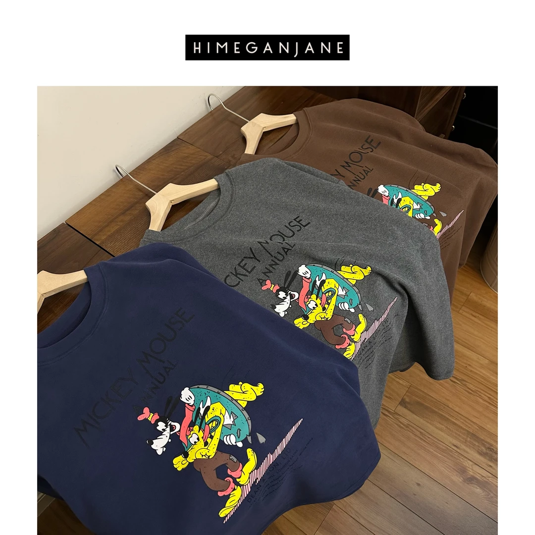 HIMEGANJANE 秋冬厚质感磨毛舒适软糯卡通长袖T恤SF-0210