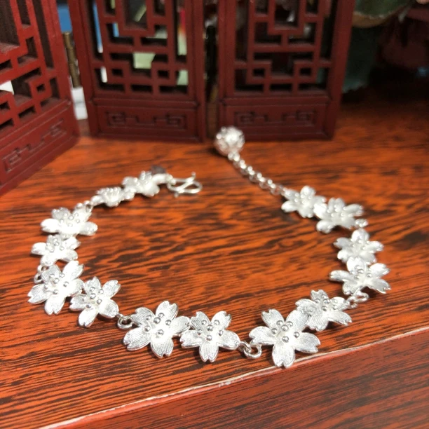 足银手链 大苗山樱花手链足银手链