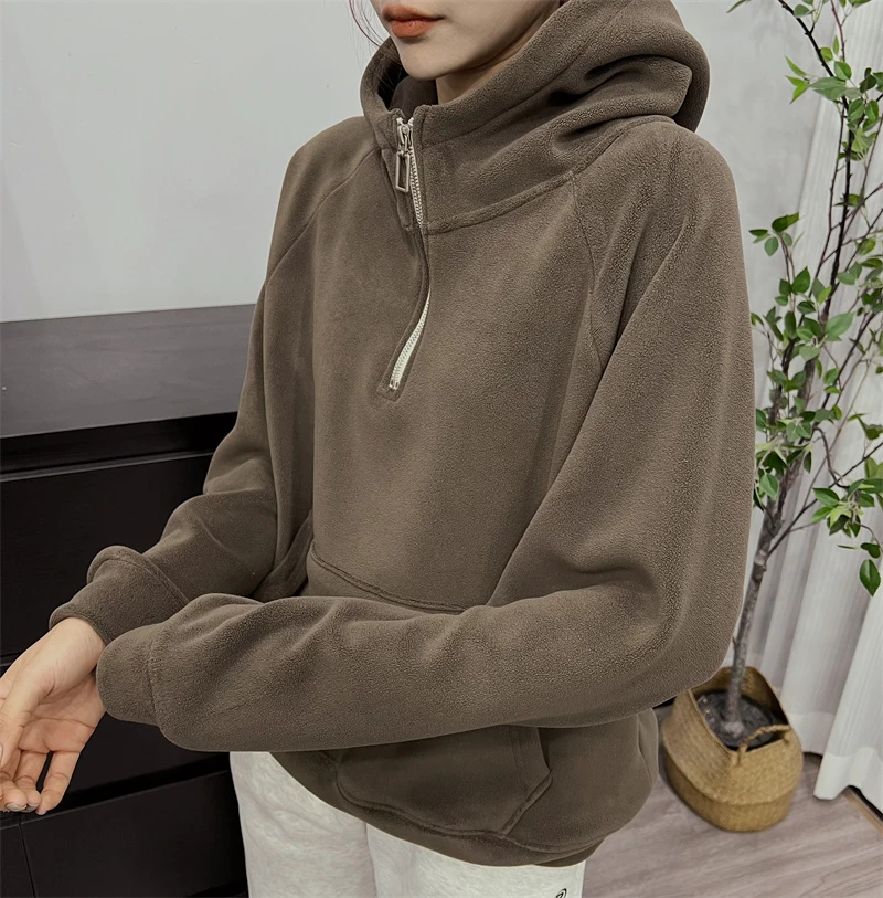 早春新款 长袖高端防风 宽松显瘦春秋休闲百搭时尚半拉链连帽外套