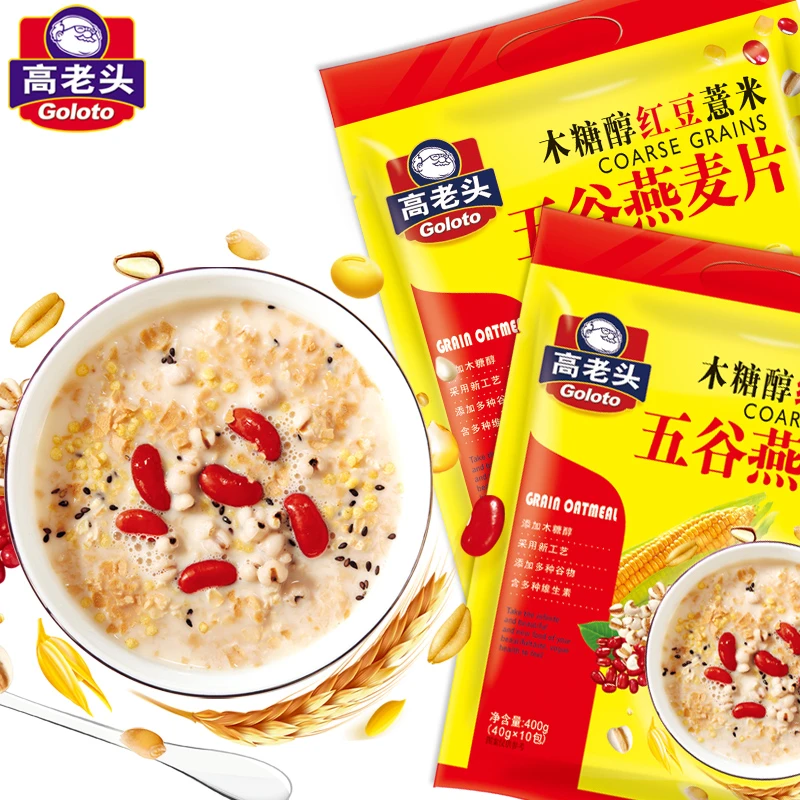 高老头木糖醇红豆薏米五谷燕麦片400g即食早餐冲饮谷物