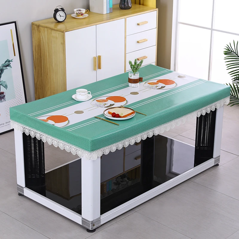 新款加厚烤火桌子罩茶几烤火皮罩防水防油免洗皮桌布长方形烤火罩