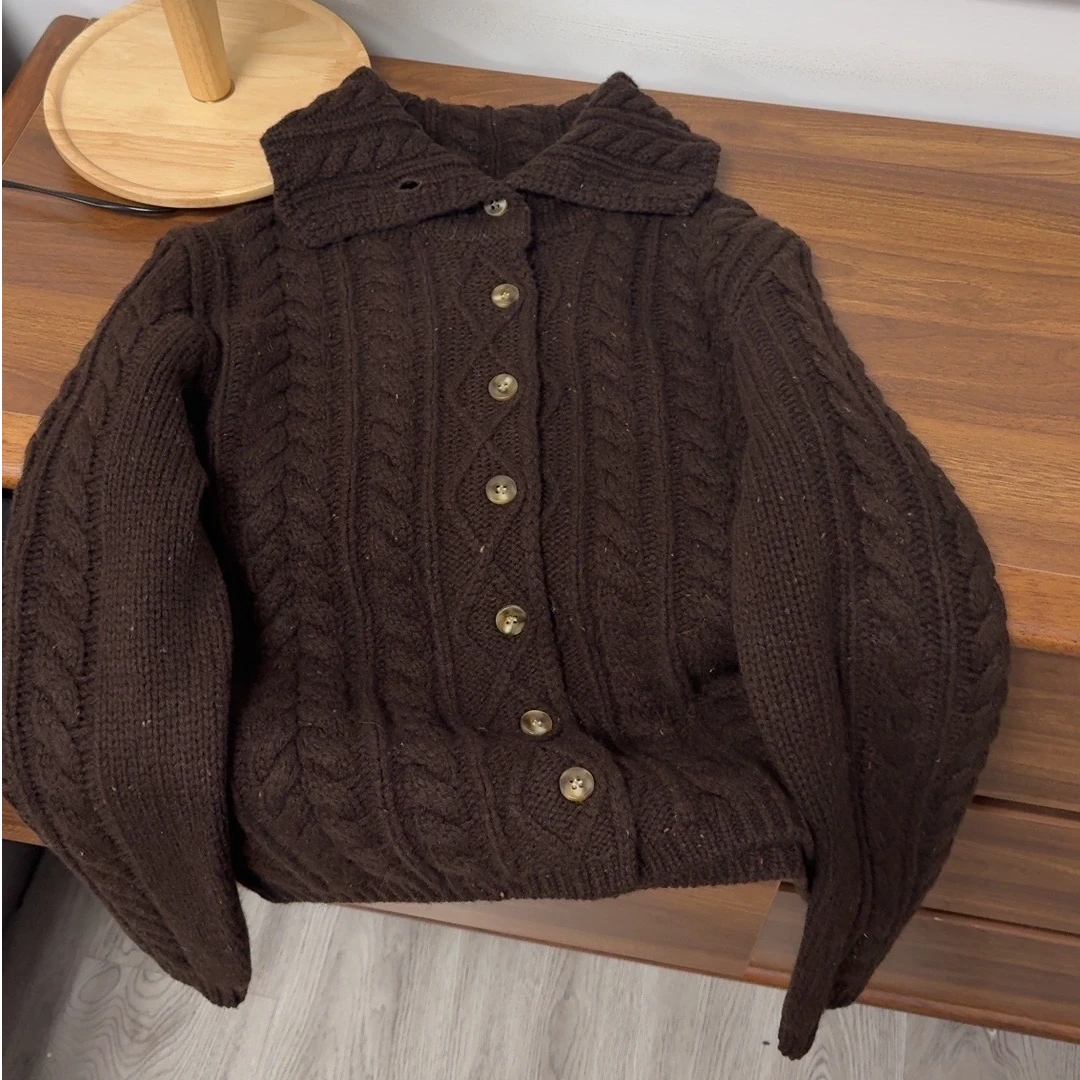 【原歌】2024年冬季新款100羊毛600克高领绞花毛衣YG409