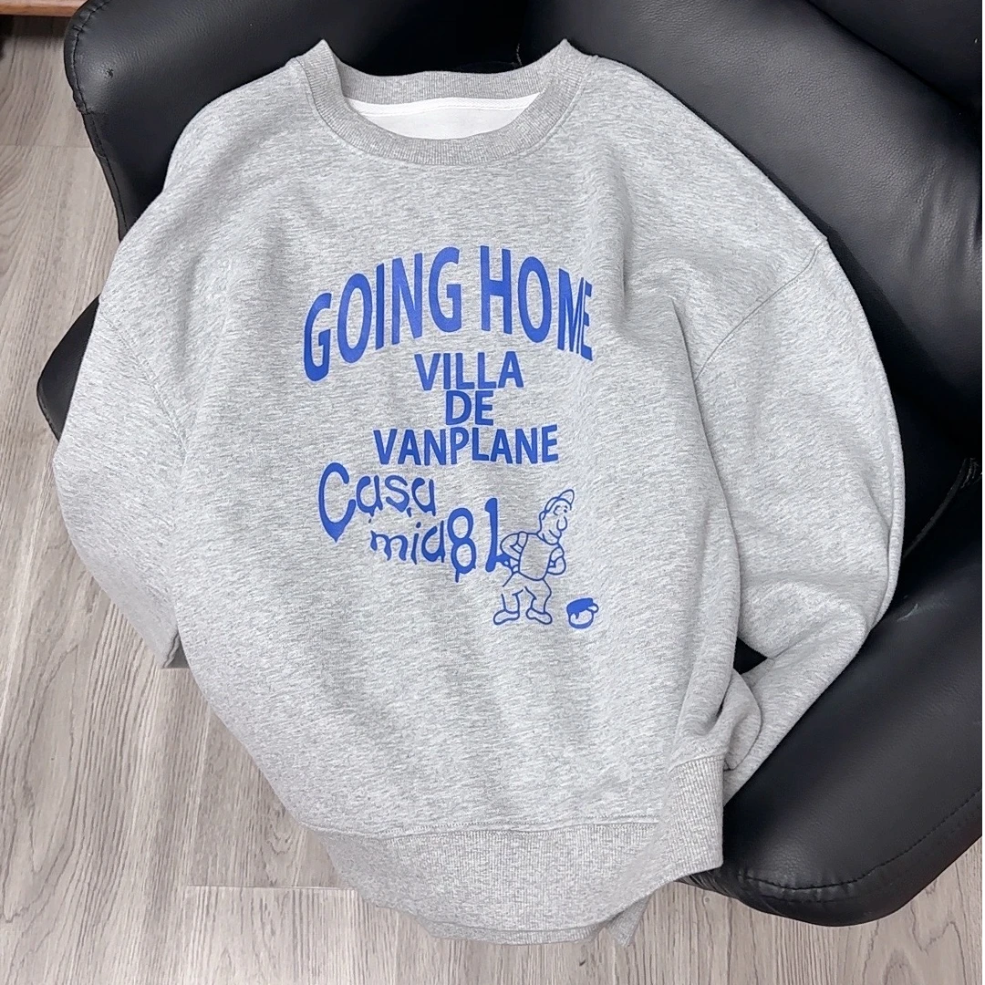 【原歌】春款 宽松休闲加绒百搭印花卫衣 YG329