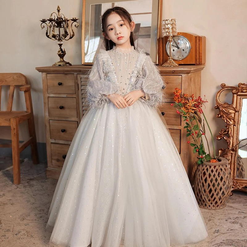 儿童晚礼服高端女童生日公主裙小女孩主持人花童礼服钢琴演出服春